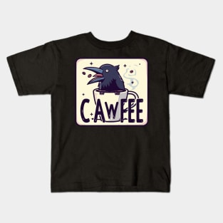 Funny Cawfee Crow Kids T-Shirt